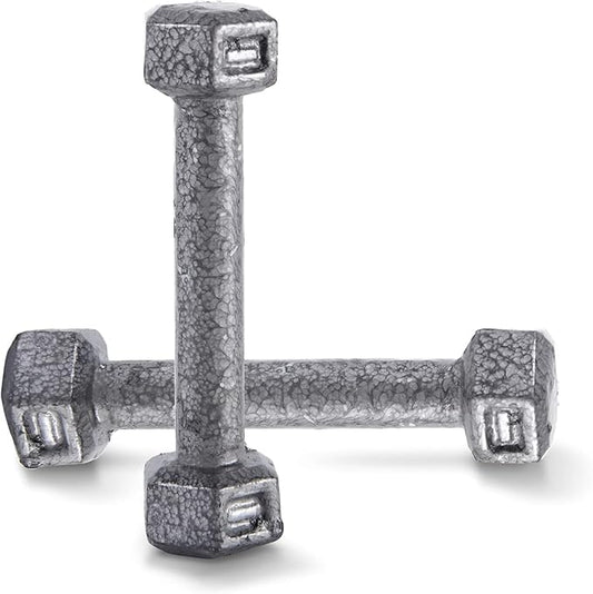 WF Athletic Supply Cast Iron Solid Hexagon Gray/Black Dumbbells, Strength Training Free Weights Set of 2 for Women and Men, Hand Weights Sold by Pairs, Multi-Select Size Options Available