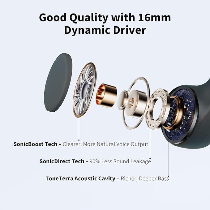 Bone Conduction Headphones, Open Ear IPX8 Waterproof Headsets Bluetooth 6.0 with Mic, Wireless Earbuds 10H Playtime Swimming Headphones for Sports, Running, Cycling