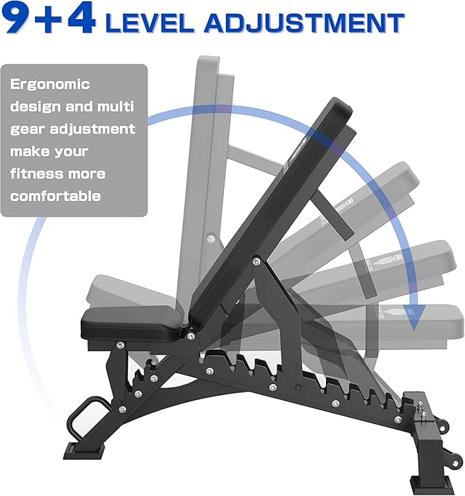 Major Fitness Weight Bench, Capacity Bench Press and 32 Adjustable Positions Strength Training Bench for Garage and Home Gym Workouts, Weight Lifting, and Bench Press