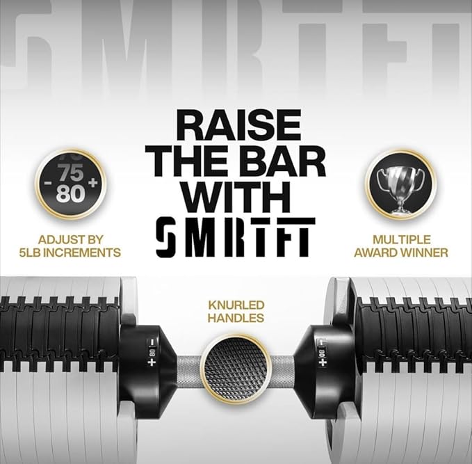 SMRTFT NUOBELL Adjustable Dumbbells | The Original All-in-One NUOBELL Adjustable Dumbbell Set | Feel Real Like Traditional Dumbbells | Highly Durable | Best 2 Year Warranty