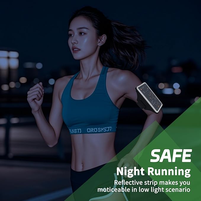 Running Armband with Earphone Bag for iPhone 16/15/14 Max/Pro/Plus & Galaxy S20/S10, Touchscreen Compatible, Phone Holder for Running with Card Slot & Key Pockets, Fit Up to 6.9 Phone