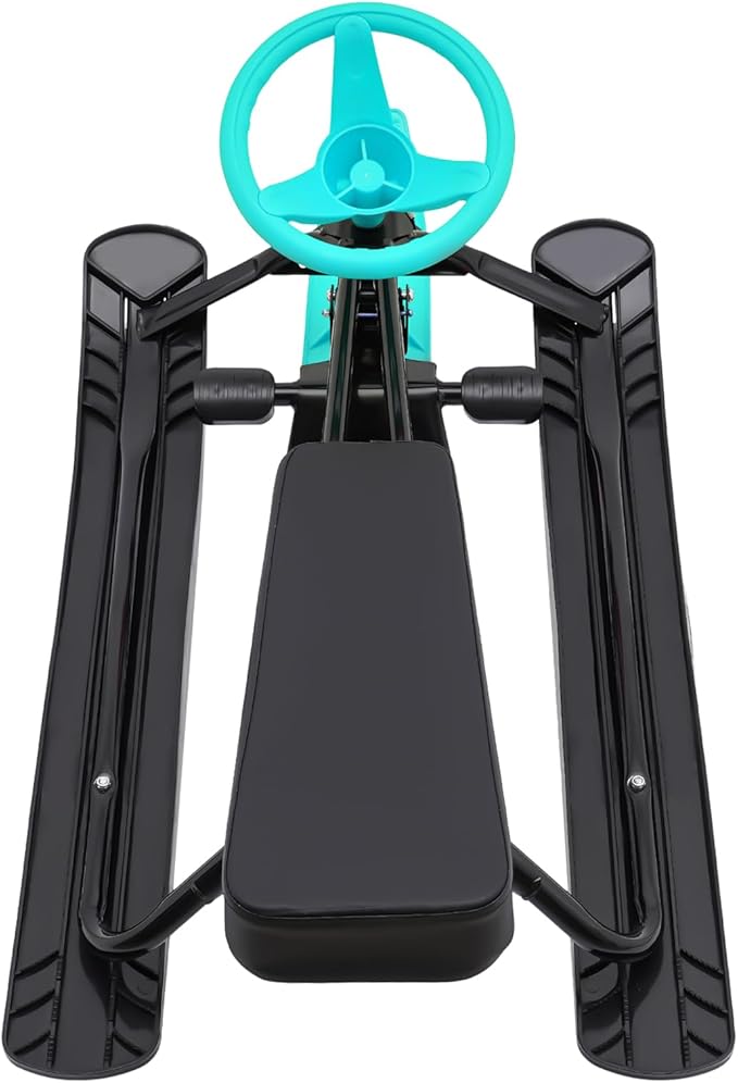 Snow Racer Sled for Kids, Dual Brakes Snowmobile Sled Ski with Steering Wheel, Snow Sledge for Skiing, Ice Skating, Sand Skating, Single Rider 45 x 20 x 15 inches