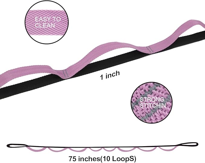 Premium Durable Stretch Straps with Loops, Stretching Strap for Physical Therapy, Multi-Loop Yoga Strap Fitness Exercise Strap for Yoga, Pilates, Dance, Flexibility&Exercise