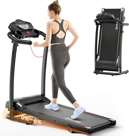 Treadmills for Home, 3.0HP Quiet Brushless Foldable Treadmill with Incline, Small Space Portable Running Walking Machine, 300/240 Lbs Capacity with 12 Preset PROG, LED Display and Phone Holder