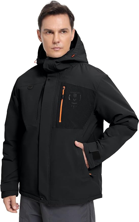 Men's Winter Jacket Waterproof Ski Snow Coat Windproof Snowboard Hooded Raincoats with Warm Graphene lining