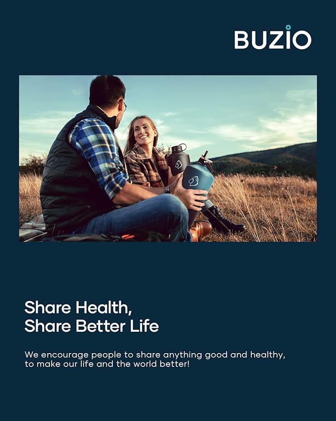 BUZIO 1 Gallon Water Bottle Insulated with Straw Lid, 128oz Large Water Jug Stainless Steel Metal Vacuum Water Flask Leak Proof 18/8 Food Grade Thermo Mug Keep Cold 48H & Hot 24H, Indigo Crush