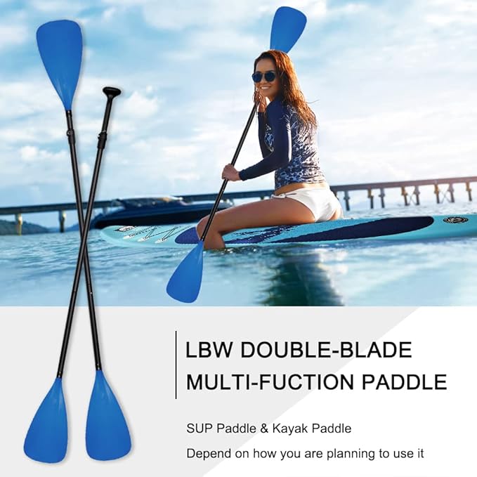 LBW SUP Paddle Board Paddle Stand up Paddleboard Paddles - 3-Piece or 4-Piece Floating Alloy Portable SUP Kayak Paddle Adjustable 2-Sided Paddle