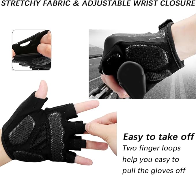 MOREOK Cycling Gloves Bike Gloves for Men/Women-[5MM Gel Pad] Half Finger Bicycle Biking Gloves for Cycling/Weight Lifting/Gym/Motorcycle/Rowing/Outdoor Sports