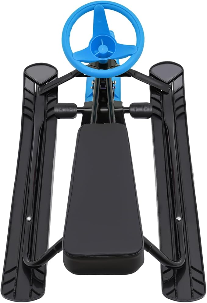 Snow Racer Sled for Kids, Dual Brakes Snowmobile Sled Ski with Steering Wheel, Snow Sledge for Skiing, Ice Skating, Sand Skating, Single Rider 45 x 20 x 15 inches