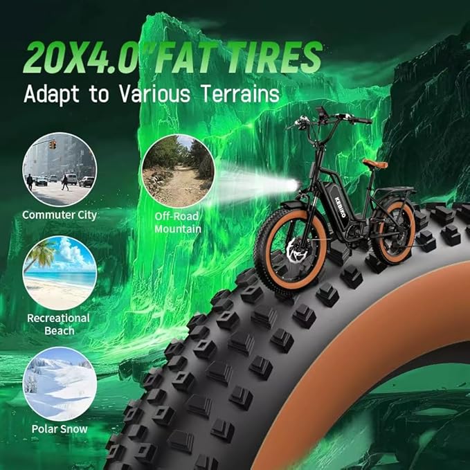 2 Seater Electric Bike, 48V 20AH(𝟗𝟔𝟎𝐖𝐇) Large Removable Battery, 𝟏𝟑𝟎𝟎𝐖 Peak Motor, 20"x 4.0" Fat Tire Ebike for Adults, 80+Miles Max,30+MPH, City Couple E Bike for All Terrain