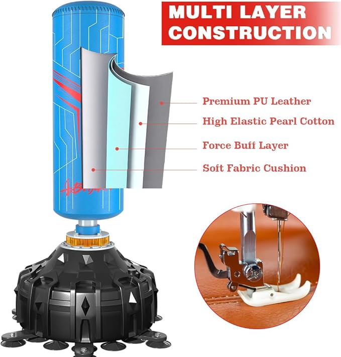 Freestanding Punching Bag with Boxing Gloves, Boxing Bag with Suction Cup Base for Adult Teens-Standing Kickboxing Bag for Home Office Gym