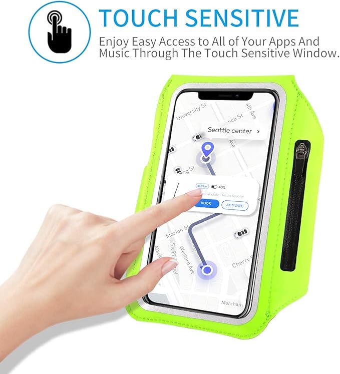 Running Armband with Earphone Bag Cell Phone Armband for iPhone 16 15 Pro 14 Plus 13 11 XR XS, Galaxy S24/S10 Water Resistant Sports Phone Holder Case & Zipper Slot Car Key Holder for 6.7 inch Phone