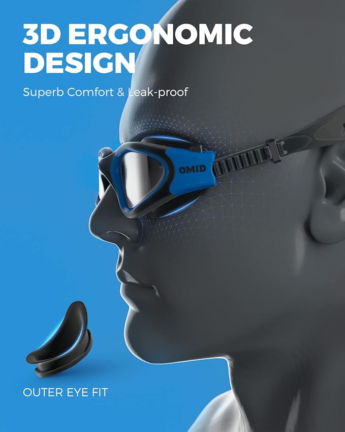 OMID Swim Goggles, P2 Polarized Swimming Goggles for Men Anti-fog Goggles Swimming for Adult Women