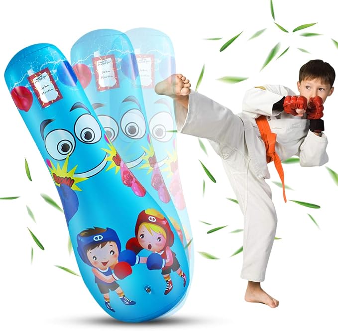 Punching Bag for Kids, Free Standing Boxing Bag for Bounce Back Focus Punching Bag for Practicing Karate, Taekwondo, De-Stress Boxing Bag for Kids.
