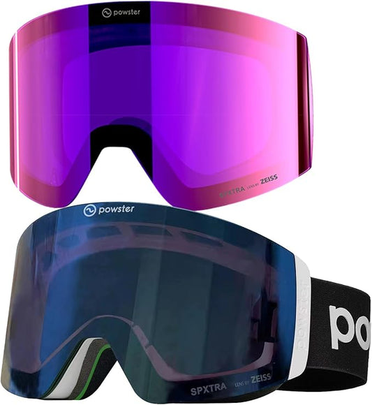 Ski Goggles Snow OTG Snowboard Goggles Magnetic Interchangeable Lens Frameless UV Protection Anti-fog mobile Skating