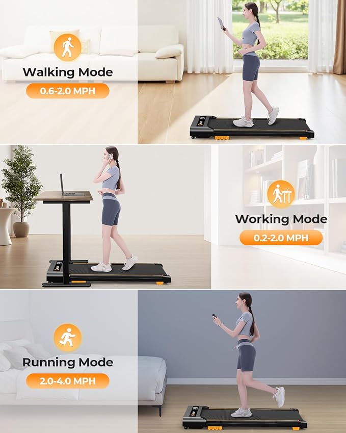 Walking Pad, 2.5HP Under Desk Treadmill for Home Office, 300 Lbs Capacity Portable Treadmills with Remote Control & LED Display, 2 in 1 Running Pad for Walking Jogging and Running