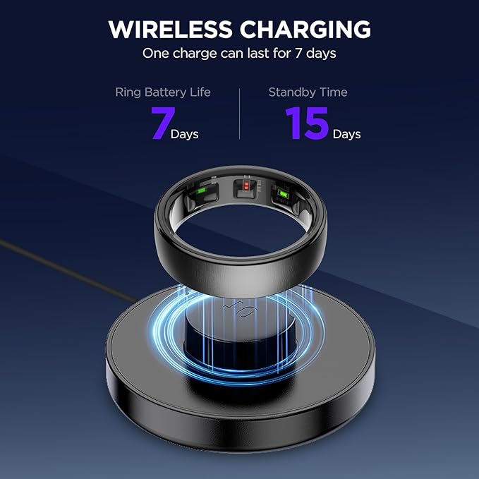 Fitness Tracker, Smart Ring for Women Men, Fitness Ring with Sleep Tracker, 24/7 Heart Rate Monitor, Health Activity Trackers,Step Counter,Calorie Pedometer,No Subscription,for iOS Android(Black,#11)