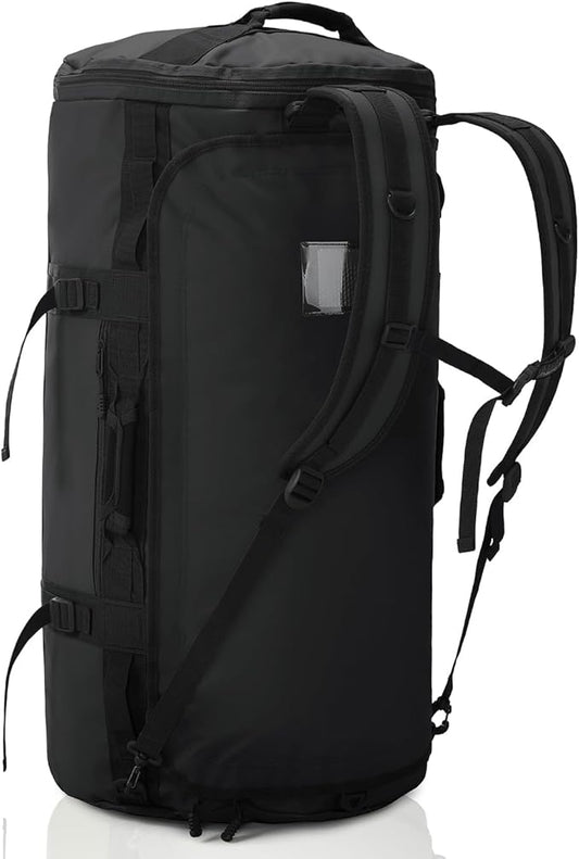 Haimont Duffle Backpack for Men Women, Convertible Travel Duffel Bag Backpack with Shoes Compartment, Heavy Duty Weekender Bags for Sports Gym, Traveling, Camping, Water-resistant, 60L, Black