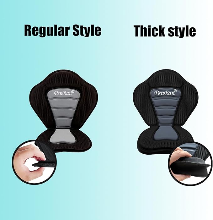 Universal Deluxe Kayak Seat Cushion with Storage Bag for Kayak,Padded Boat,SUP,Canoe,Fishing Boat,Seats with 4 Adjustable Straps