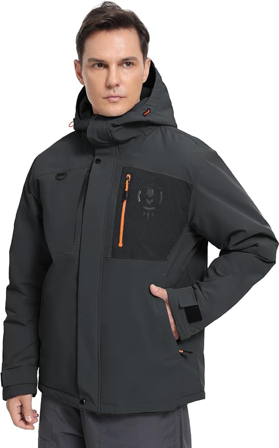 Men's Winter Jacket Waterproof Ski Snow Coat Windproof Snowboard Hooded Raincoats with Warm Graphene lining