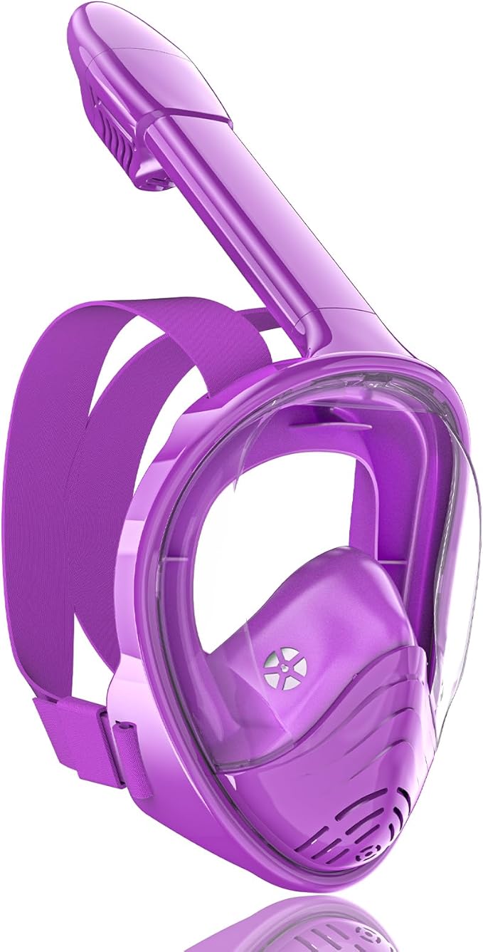 QingSong Kids Snorkel Mask Full Face, Snorkeling Set with Camera Mount, Foldable 180 Degree Panoramic View Snorkeling Gear Anti-Fog Anti-Leak