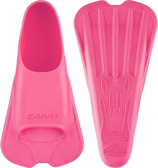 CAPAS Swim Training Fins Comfortable Silicone Lap Swimming Short Blade Floating Flippers with Mesh Bag for Adult Men Women Build Leg Strength