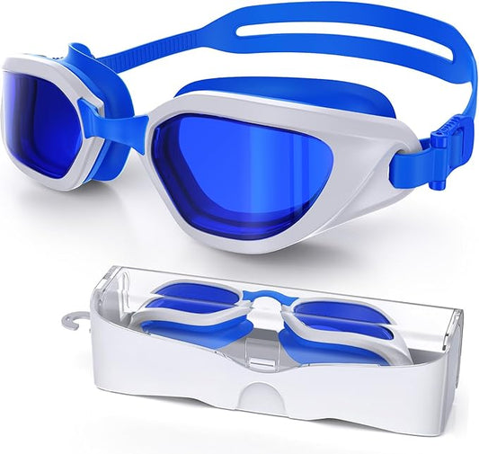 Swim Goggles, Unisex Adult Swimming Goggles Anti Fog Anti UV No Leakage Wide View for Men Women Youth