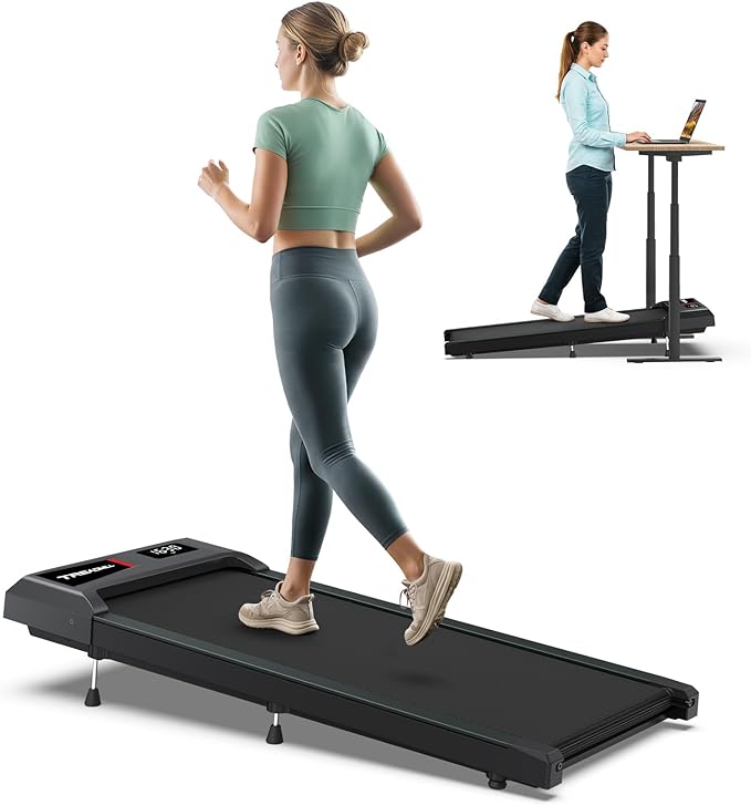 WELLFIT Auto Incline Folding Treadmill - 10% Incline Desk Walking Pad Treadmill with Handlebar, 400 lbs Heavy-Duty Capacity, Space-Saving Quiet Under-Desk Design for Home Office, Seniors & Fitness