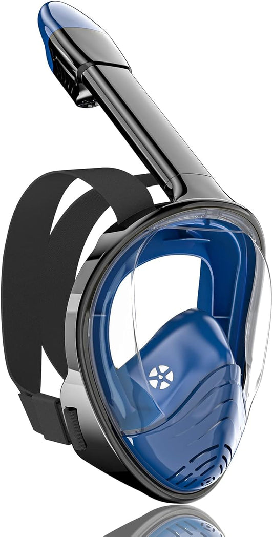 QingSong Full Face Snorkel Mask for Adults, Snorkeling Gear with Camera Mount, 180 Degree Panoramic View Snorkel Set Anti-Fog Anti-Leak