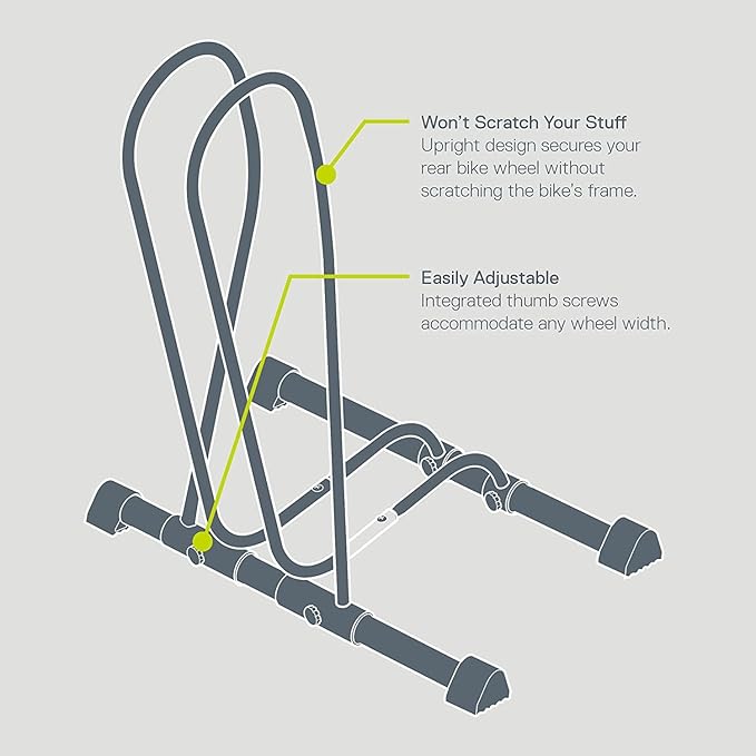 Single Bike Stand Floor by Delta Cycle (2-Pack) - Tool-Free Adjustable Bike Racks for Mountain, Fat Tire, Road Bikes, Freestanding Bicycle Rack for Garage Parking