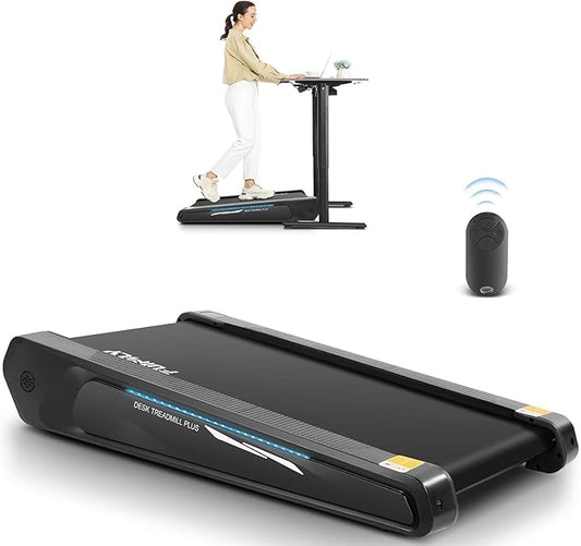 FUNMILY Smallest Walking Pad with 5% Incline, 2 in 1 Under Desk Treadmill for Home Office, 2.5 HP Mini Compact Walking Treadmill, Installation-Free/300lbs Weight Capacity/Unique Lighting Design