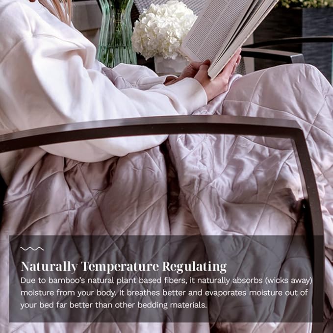 LUXOME Lightweight Blanket | 100% Rayon (Viscose) from Bamboo Fabric & Fill | Full/Queen - 86"x92" | Super Soft | Thermal-Regulating | Dove