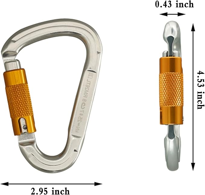 SOB Auto Locking Climbing Carabiner Clips,Heavy Duty Asymmetrical Carabiner Connector Used for Rappelling Gear Rescue Outdoor Projects Dog Leash