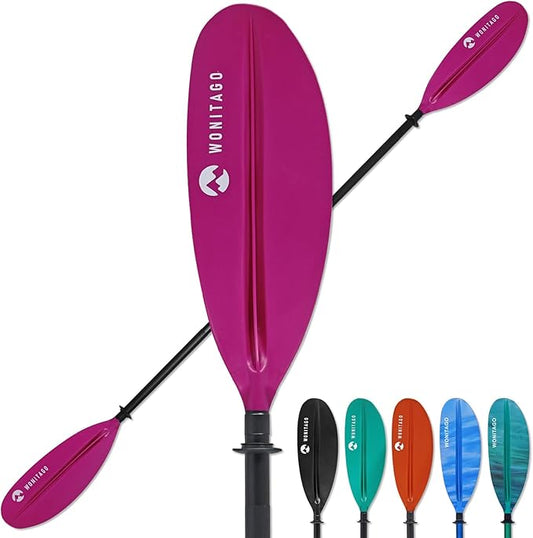 Kayak Paddle with Aluminum Shaft and Reinforced PP Blade, Floating Kayak Oar for Kayaking Canoeing and Boating, 220 cm/86 inches - 230 cm/90 inches