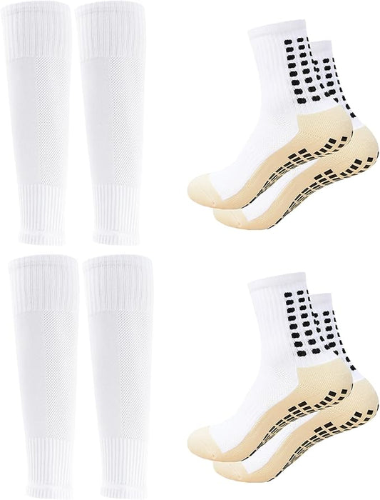 Men's Soccer Non Skid Ball Socks Anti Slip Grip Non Slip Socks, Shin Guard Sleeves, With Or Without Guard Straps for Football