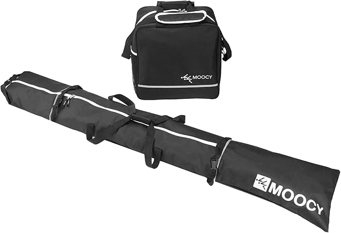 MOOCY Ski Bag for Air Travel, Unpadded Snow Bag Fits Skis Up to 200cm, Carrying Bag for Adults and Children