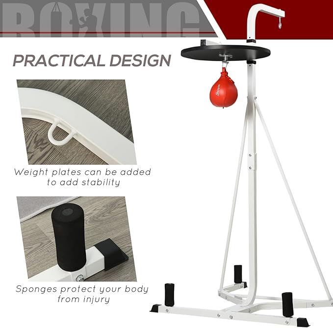 Soozier 2 in 1 Punching Bag Stand, Adjustable Height Heavy Bag Stand with Weighted Base and Speed Bag, Freestanding for Home Gym