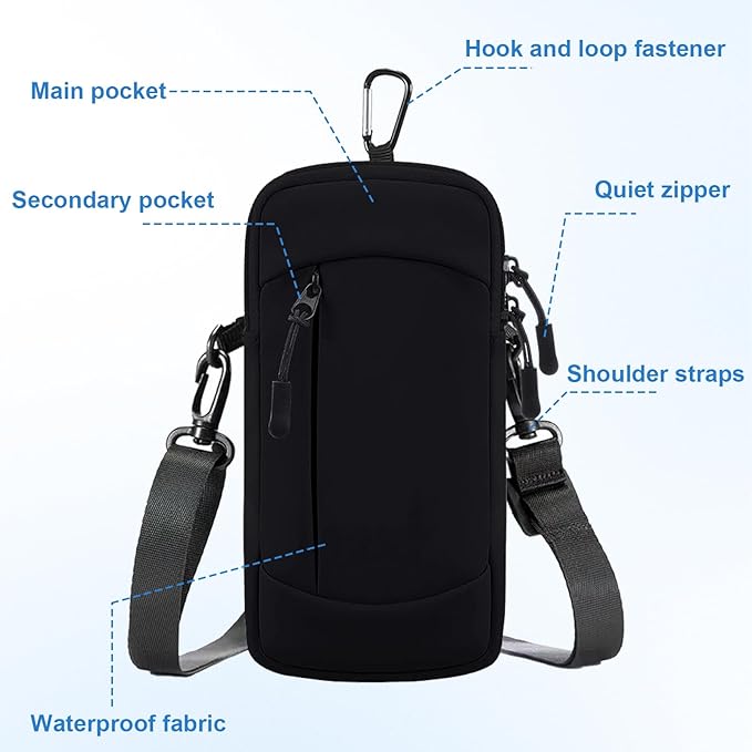 Cell Phone Crossbody Bag with Arm Band, Waterproof Phone Holder Pouch Fits iPhone & Android up to 7'', Small Sling Shoulder Purse for Running, Hiking, Travel, Workout (Black)