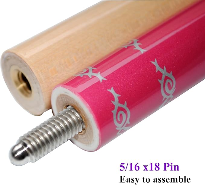 58" Pool Cue Stick,13mm 2-Piece Maple Hardwood Ergonomic Design Billiard Cues Kit,19/20/21oz