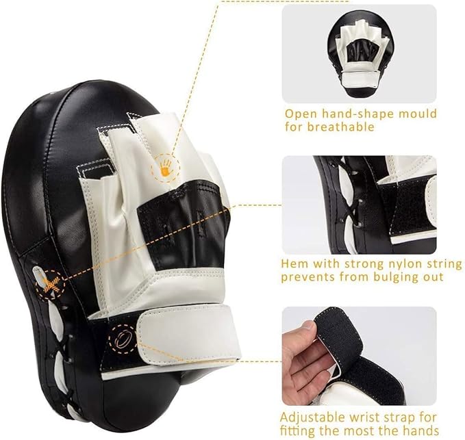 Valleycomfy Boxing Curved Focus Punching Mitts- Leatherette Training Hand Pads