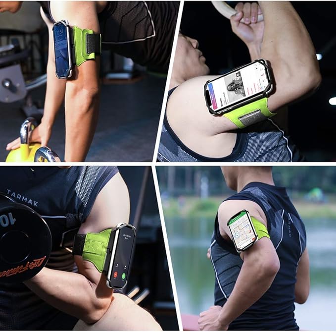 VUP Running Armband 360°Rotatable for iPhone 13/Pro Max/Pro/Mini/12/11/SE/Xs/XR/X/8/7/Plus, Fits All 4-6.7 Inch Smartphones, with Key Holder Phone Armband for Running Hiking Biking (Green)