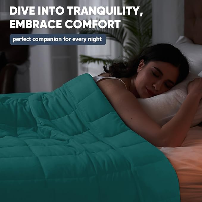 yescool King Size Weighted Blanket for Adults (30 lbs, 80” x 87”, Teal) Cooling Heavy Blanket for Sleeping Perfect for 290-310 lbs, Breathable Blanket for Adults & Couple All Season, Machine Washable
