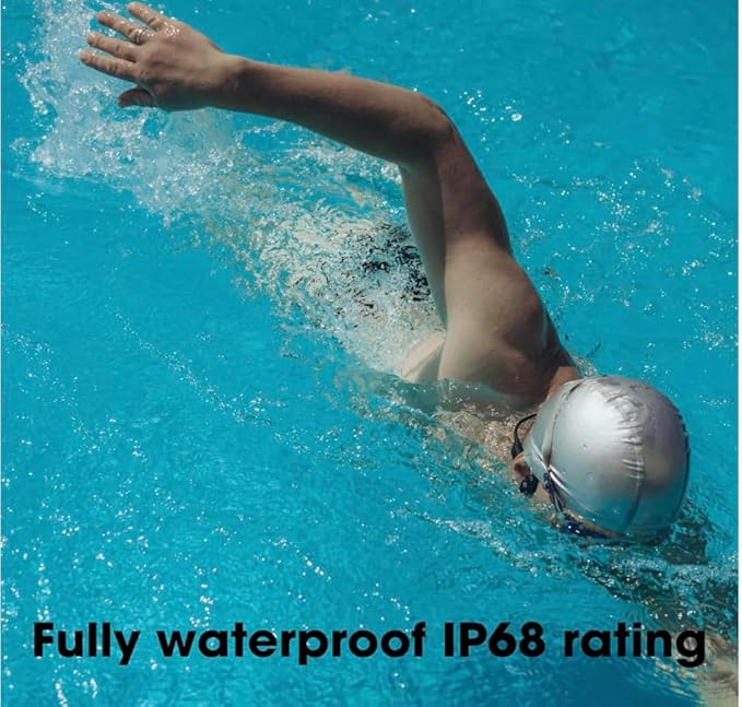 Versa Mini Open-Ear Swimming Headphones Bluetooth Bone Conduction Headphones, 32GB MP3 Player, IP68 Waterproof, Secure Fit for Workouts, Running, Swimming, Cycling, Gym, Built-in Microphone