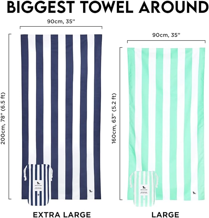 Dock & Bay Beach Towel - Quick Dry, Sand Free - Compact, Lightweight - 100% Recycled - Includes Bag - Cabana - Ipanema Orange - Extra Large (200x90cm, 78x35)