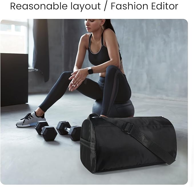 C&F BOGMOST Small Gym Bag for Women & Men,Small Lightweight Duffel Bag Carry On Bags Mini Duffel Travel Bag Waterproof Sports Bags for Workout/Sport/Travel, Black