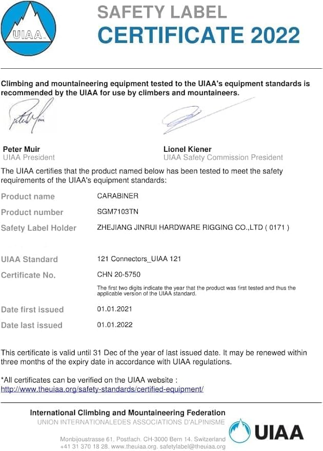 Auto Locking Carabiner Heavy Duty Carabiner 25kN UIAA Certified Climbing Carabiner Climbing Equipment Safety Carabiners for Rappelling, Hammocks, Rescue, Dog Leash, Swing