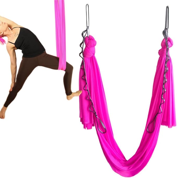 Aerial Yoga Hammock 5.5 Yards Yoga Swing Pilates Silk Home Gym Fitness Include hardware,Daisy Chain, Pose Guide