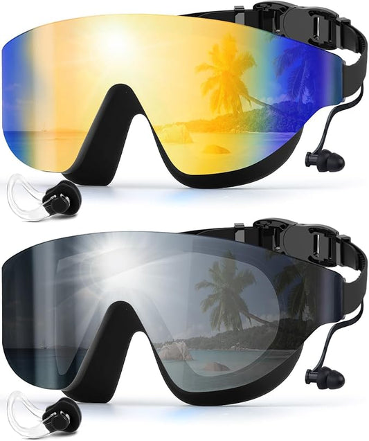 Swim Goggles, Frameless Wide View Swimming Goggles, Anti-Fog Anti-UV No Leaking Pool Goggles for Men Women Adult