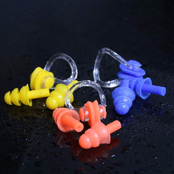UPINS 14 Sets Silicone Nose Clips Waterproof Swimming Nose Plugs Earplugs for Adults Kids, Ear Nose Protector