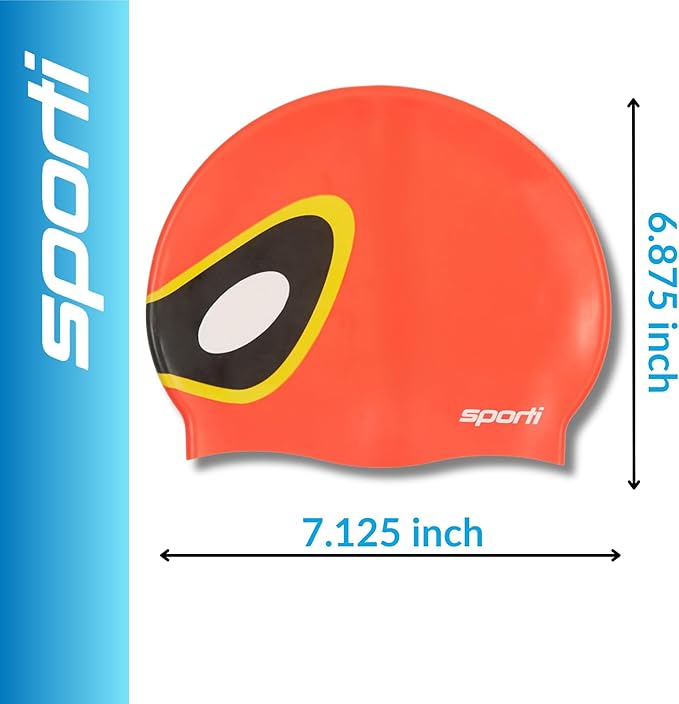Sporti Silicone Swim Cap for Kids, Unisex Youth Swimming Cap, Protection Bathing Caps for Your Children, Aged 2-10